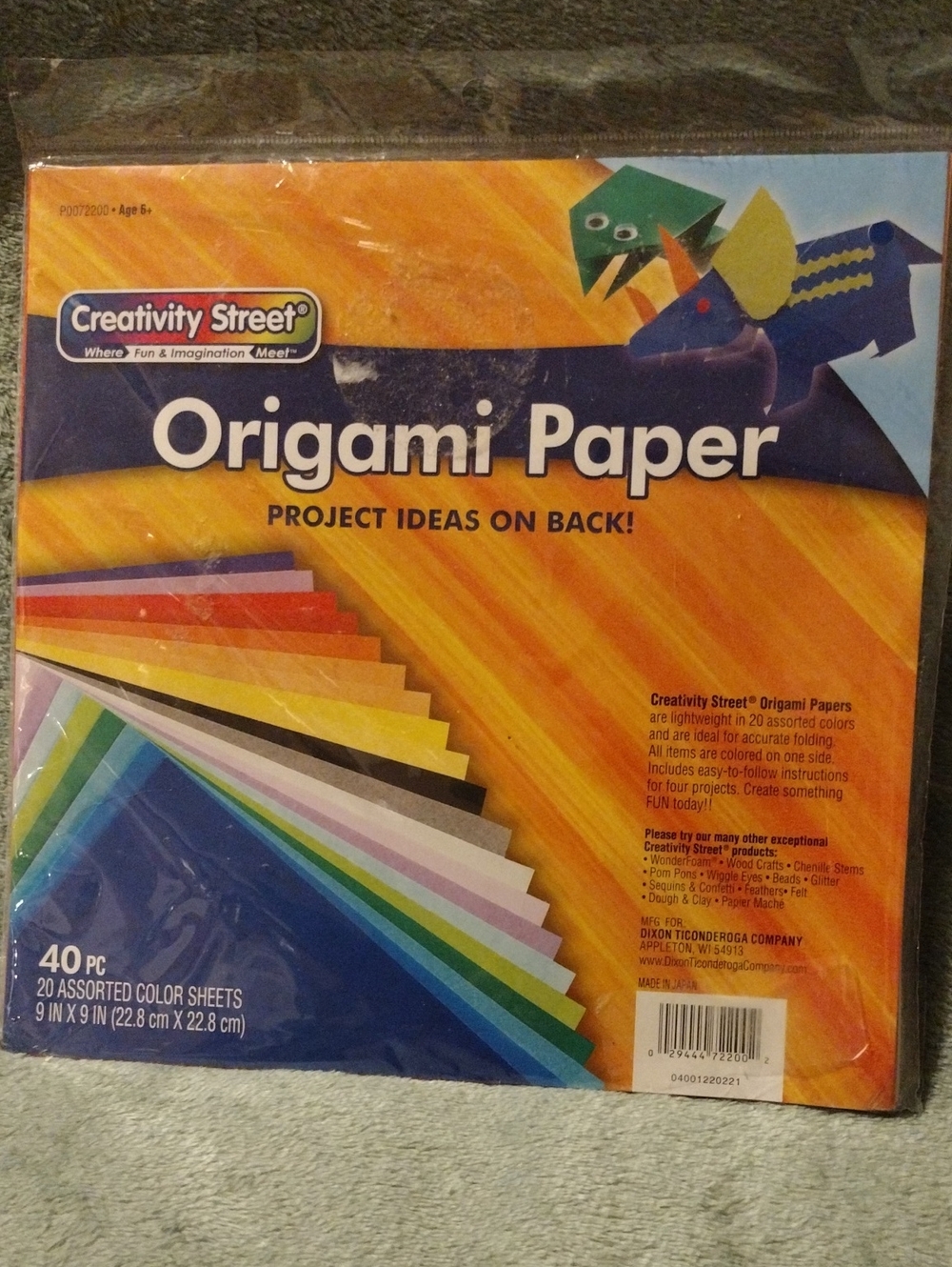 3/$15 - Origami Paper 40- Pc Set (20) Assorted Colors 9"X9"